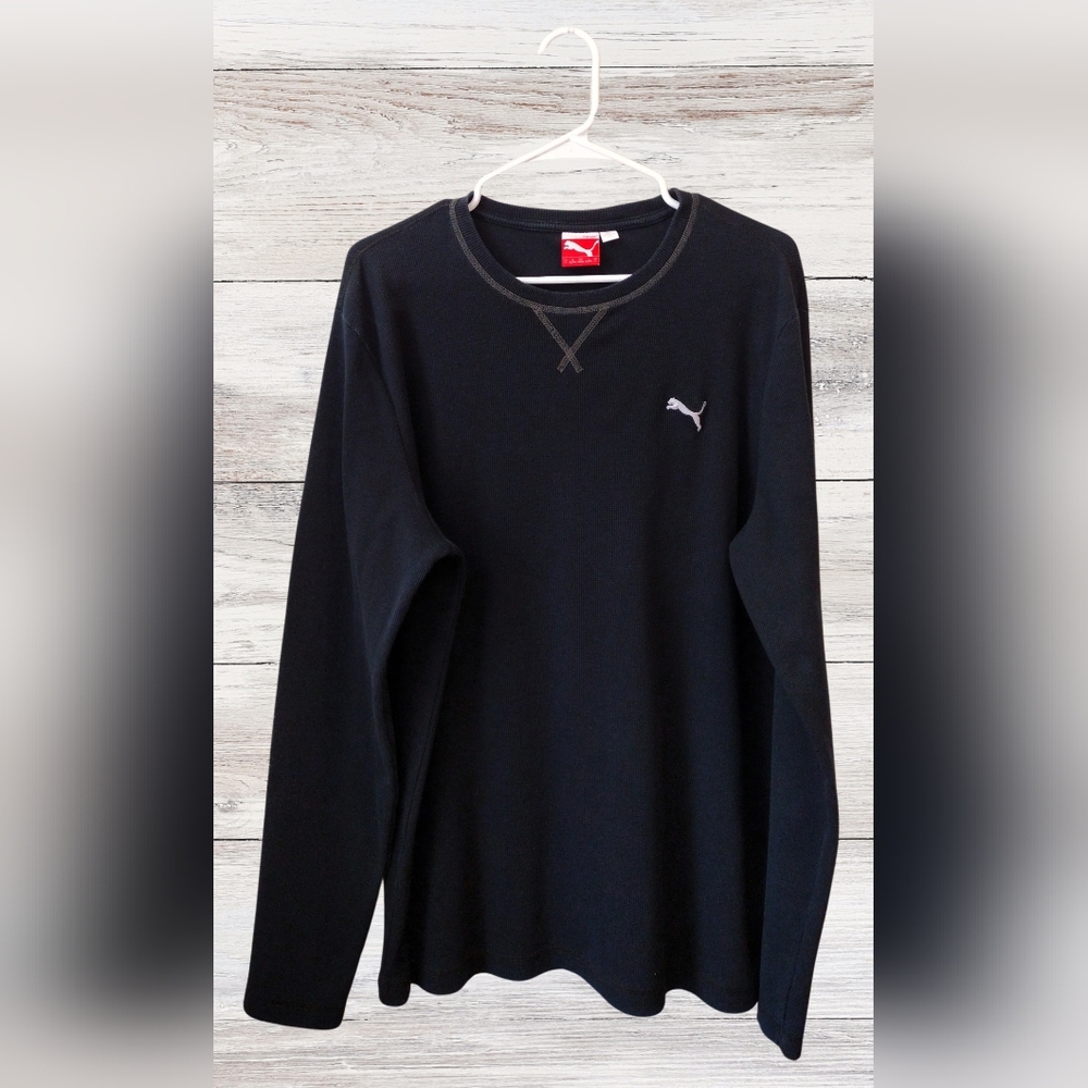 Men's PUMA Black Long Sleeve Sport Lifestyle Thermal Tee- Large